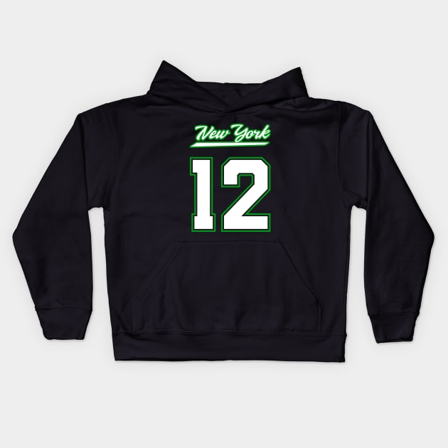 Joe Namath New York Jets Black Jersey Shirt Kids Hoodie by johnnystackart